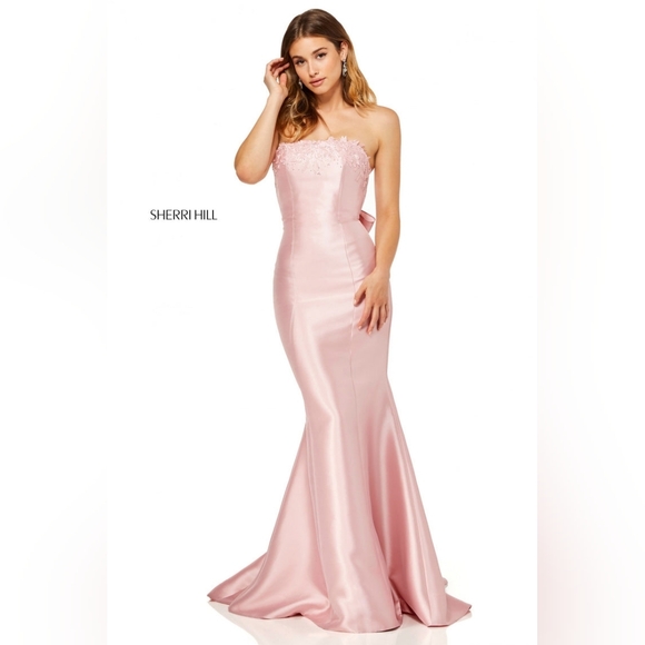 Sherri Hill #52544 IVORY Mikado SatinStrapless Prom Gown, Size 6